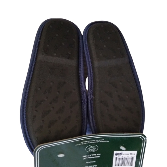 Laura Ashley Plush Dark Blue Velour Slippers Size Large 8-9. - Picture 4 of 6